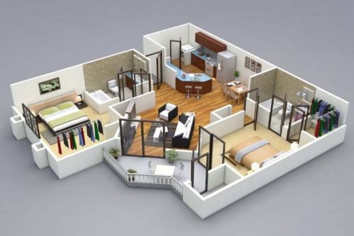 Basic Interior 3D Visualization (One Room)