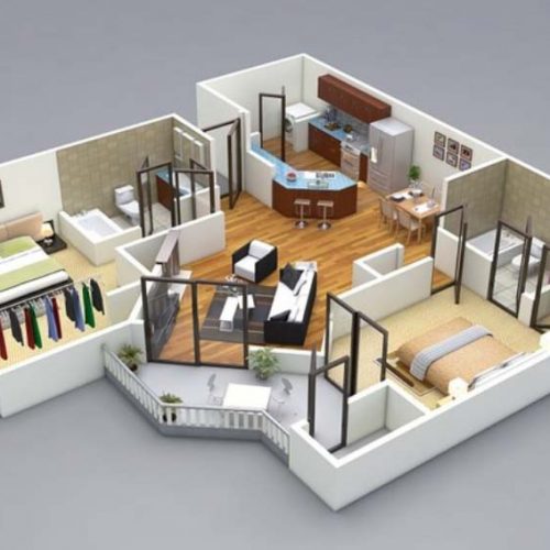 Basic Interior 3D Visualization (One Room)